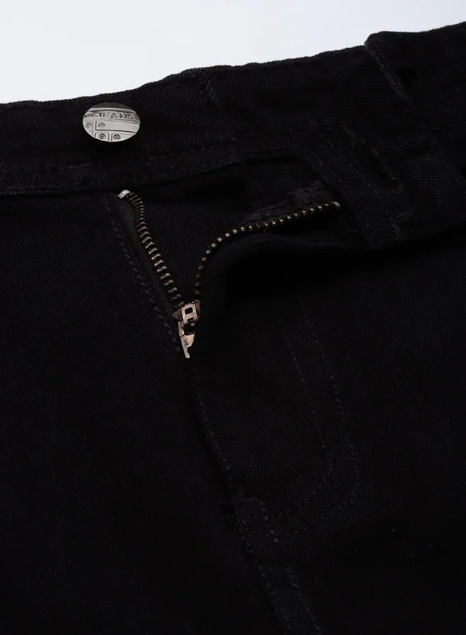 هاي ستار Women Black Solid Denim Straight Skirt
