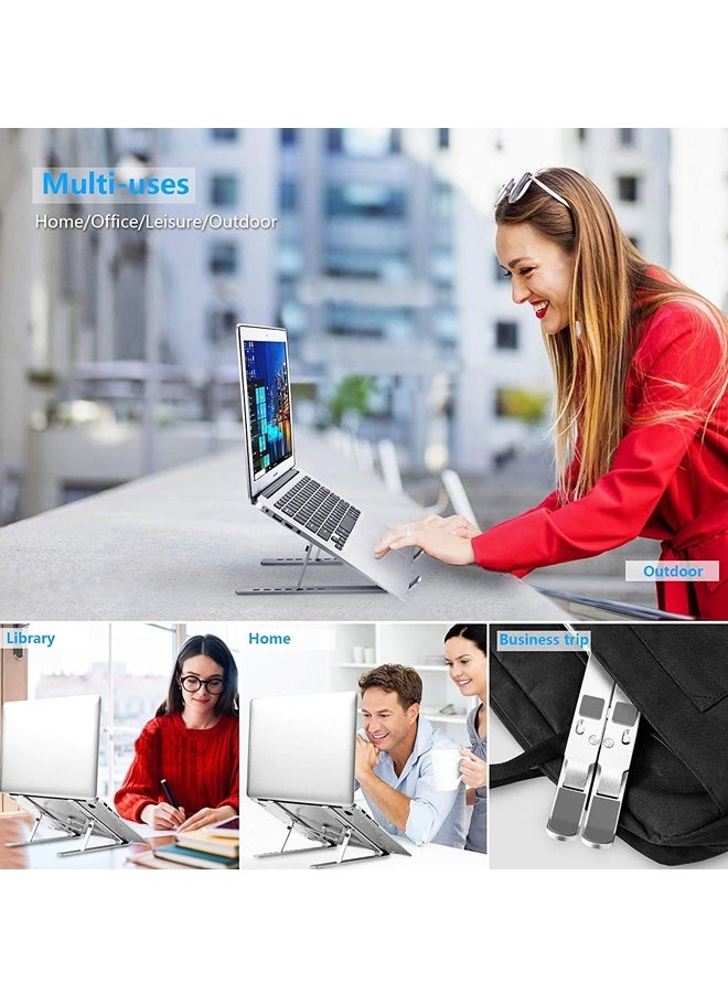 حامل كمبيوتر محمول قابل للطي، متوافق مع أجهزة MacBook Air Pro وHP وLenovo وDell والمزيد من الأجهزة اللوحية مقاس 10-15.6 بوصة (فضي) - Image 5