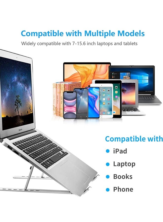 حامل كمبيوتر محمول قابل للطي، متوافق مع أجهزة MacBook Air Pro وHP وLenovo وDell والمزيد من الأجهزة اللوحية مقاس 10-15.6 بوصة (فضي) - Image 4