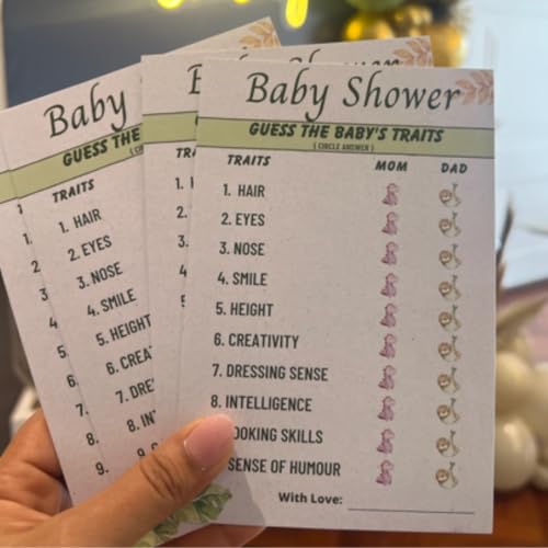 The Decor Cycle Pack of 20 Baby Shower Decoration Items Activity Cards for Games Wishes Baby Traits Friends and Family Members, 4x6 Inches, Wild, Jungle, Animals theme - Image 2