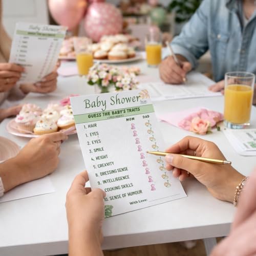 The Decor Cycle Pack of 20 Baby Shower Decoration Items Activity Cards for Games Wishes Baby Traits Friends and Family Members, 4x6 Inches, Wild, Jungle, Animals theme - Image 3