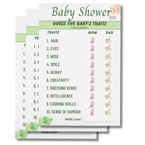 The Decor Cycle Pack of 20 Baby Shower Decoration Items Activity Cards for Games Wishes Baby Traits Friends and Family Members, 4x6 Inches, Wild, Jungle, Animals theme - Image 1