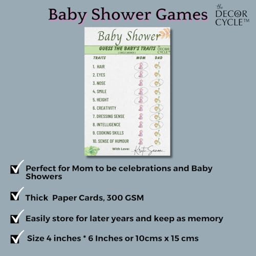 The Decor Cycle Pack of 20 Baby Shower Decoration Items Activity Cards for Games Wishes Baby Traits Friends and Family Members, 4x6 Inches, Wild, Jungle, Animals theme - Image 4
