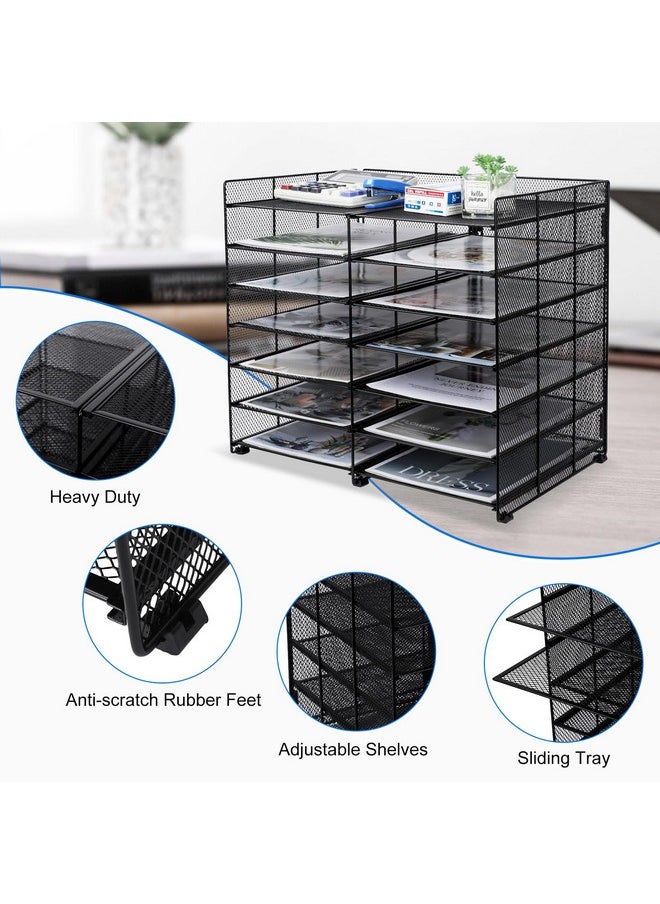 TQVAI Desk File Organizer Literature Organizer 12 Compartments Mail Organizer Countertop Removable Letter Tray Paper Storage Organizer Mail Sorter Black  - Image 4