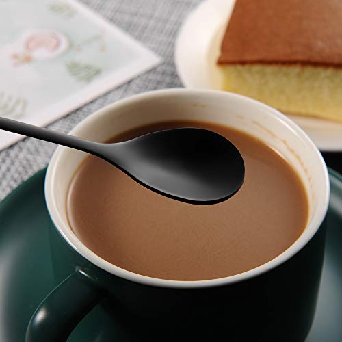 AnSaw Elegant Black Leaf Coffee Spoons - 10-Piece, 4.7" Mini Stainless Steel Espresso & Dessert Tea Spoons, Perfect for Demitasse & Small Servings - Image 3
