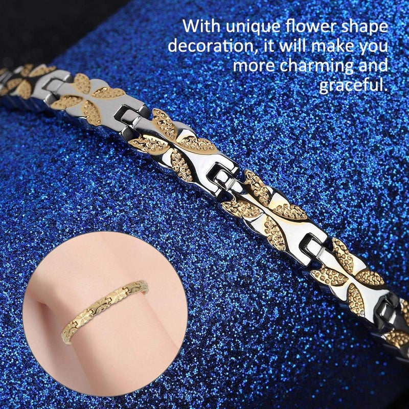 klarako Woman Stainless Steel Bracelets, Flower Shape Bracelet Women's Fashion Stainless Steel Bracelet Women's Heart Bracelet Jewelry Gift for Women - Image 4
