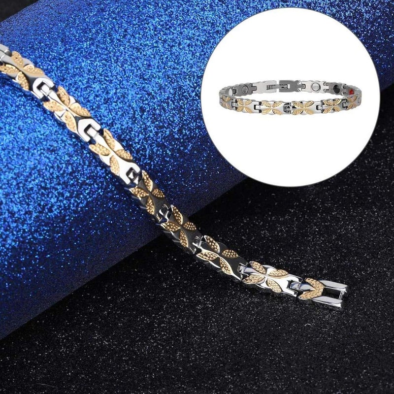 klarako Woman Stainless Steel Bracelets, Flower Shape Bracelet Women's Fashion Stainless Steel Bracelet Women's Heart Bracelet Jewelry Gift for Women - Image 3
