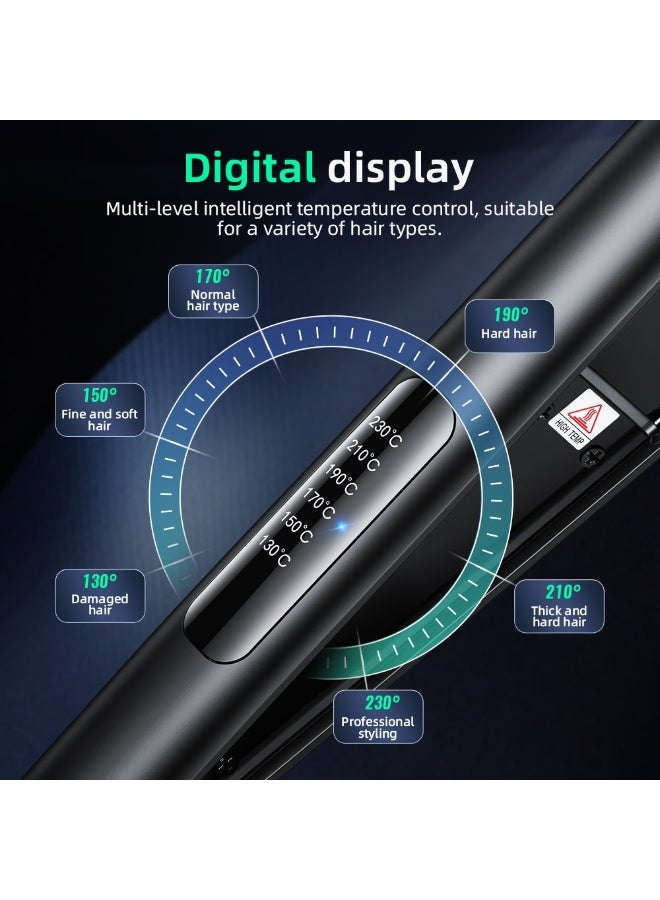 هوكو مكواة شعر احترافية hoco HP40 – 2 في 1 لفرد وتجعيد الشعر – تسخين سريع مع 6 مستويات ضبط – شاشة LED رقمية – سلك دوّار 360°- لون اسود - Image 5