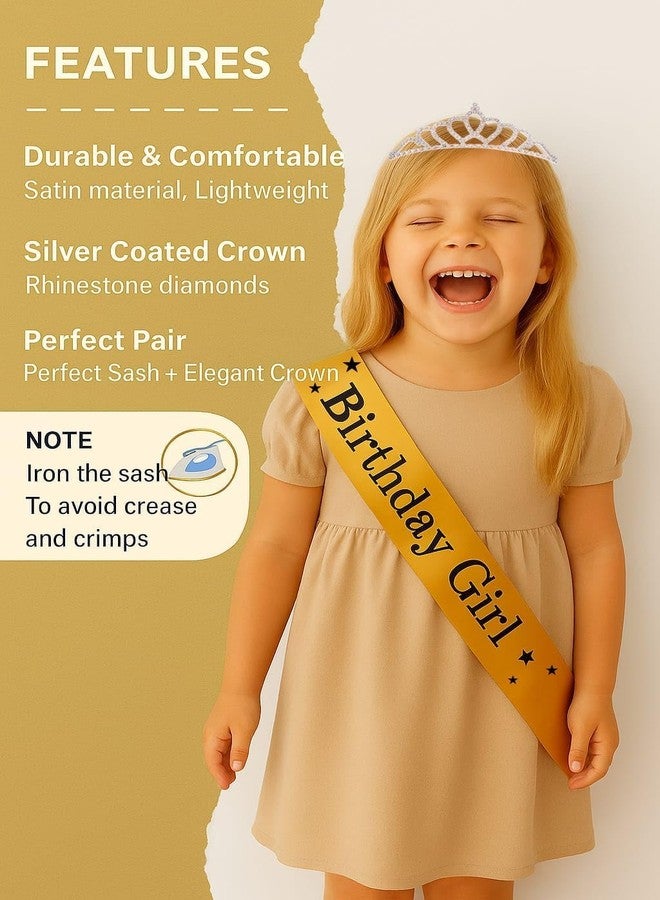 WISHIFY Birthday Sash & Rhinestone Tiara Crown Set for Women & Girls | Satin Birthday Girl Sash with Crown | Party & Photoshoot Accessory - Image 3