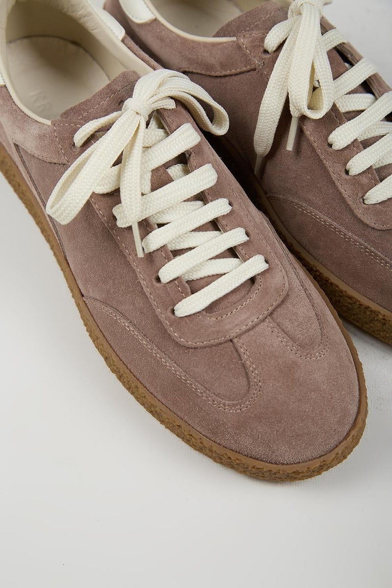 Krahe Palminteri 2 Men's Genuine Leather Lace-up Sneakers in Mink and Ecru. - Image 3