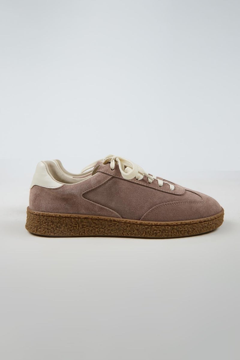 Krahe Palminteri 2 Men's Genuine Leather Lace-up Sneakers in Mink and Ecru. - Image 2