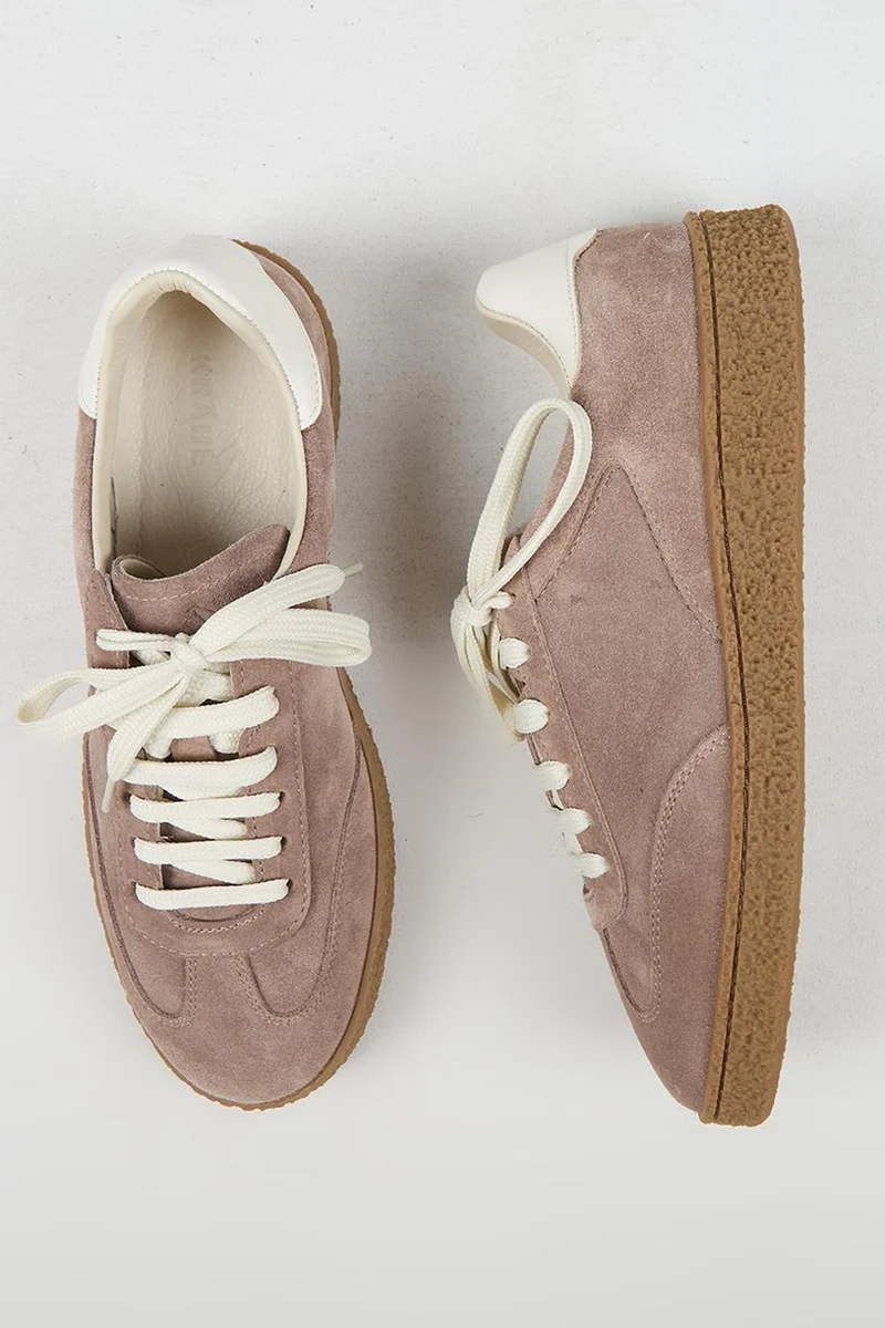 Krahe Krahe Palminteri 2 Men's Genuine Leather Lace-up Sneakers in Mink and Ecru.