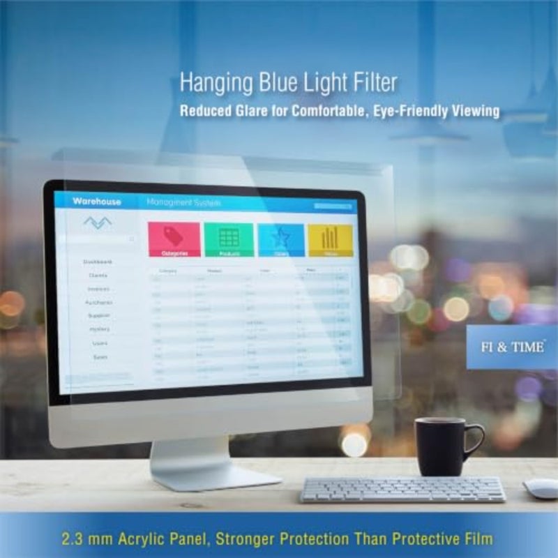 27 لوحة تقليل الضوء الأزرق لشاشة الكمبيوتر 26- Imac Blue Light Cut 99.9 واقي شاشة قابل للفصل للعناية بالعين من الأكريليك - Image 2