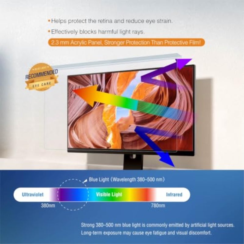 27 لوحة تقليل الضوء الأزرق لشاشة الكمبيوتر 26- Imac Blue Light Cut 99.9 واقي شاشة قابل للفصل للعناية بالعين من الأكريليك - Image 3