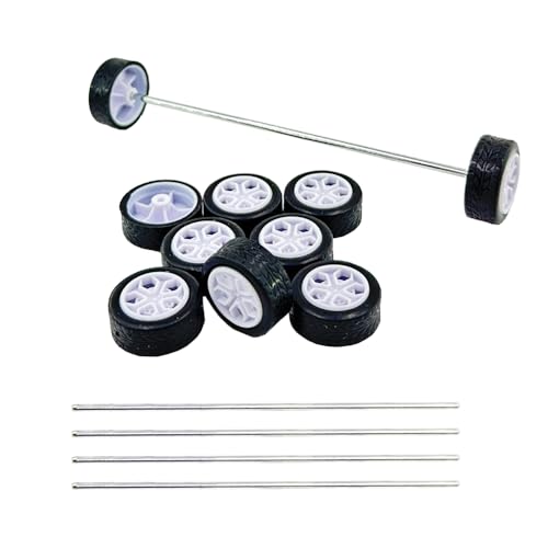 URIMPAVIDO 10PCS Small Toy Car Wheel 20mm Model Car Rubber Tire Wheels with 5PCS Shaft Round Axles for for RC Car Truck Robot DIY Model Toy Car Wheels Replace Accessories 2x20mm - Image 1