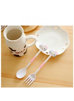 Hello Kitty Hello Kitty Cartoon Portable Children's Tableware Fork And Spoon Set  - Image 2