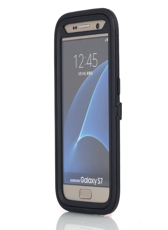 ايه اي كيس جراب Galaxy S7، جراب AICase شديد التحمل مع مشبك حزام + غطاء واقي مزود بحامل مدمج وواقي شاشة مدمج لهاتف Samsung Galaxy S7 (2016) (أسود) - Image 5