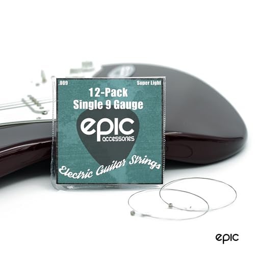 Epic Accessories 12-Pack .009 Gauge High E String Single Electric Guitar Strings Individually Wrapped 9 Gauge Pack of 12 - Image 3