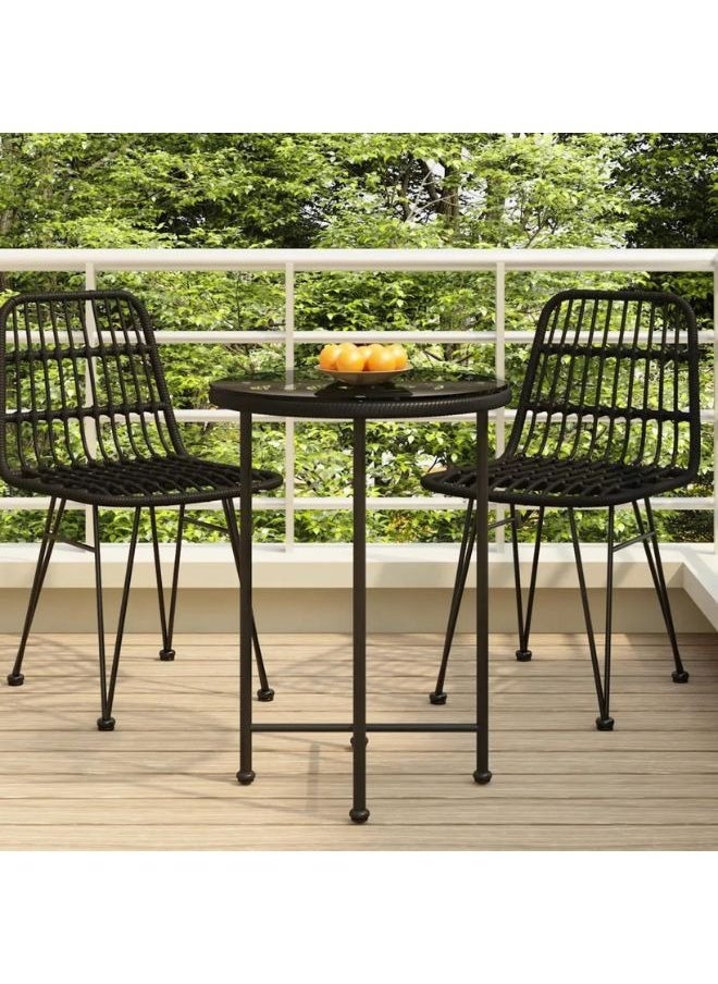 vidaxl vidaXL Dining Table Black A˜55 cmA Tempered Glass And Steel  - Image 1