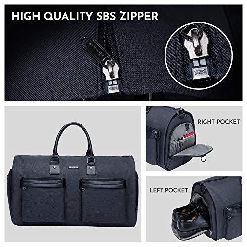 Modoker Convertible Garment Bag with Toiletry Bag, Carry On Garment Duffel Bag for Men Women Travel, Multi-Function Suit Bag 2 in 1 Hanging Suitcase, Black - Image 4