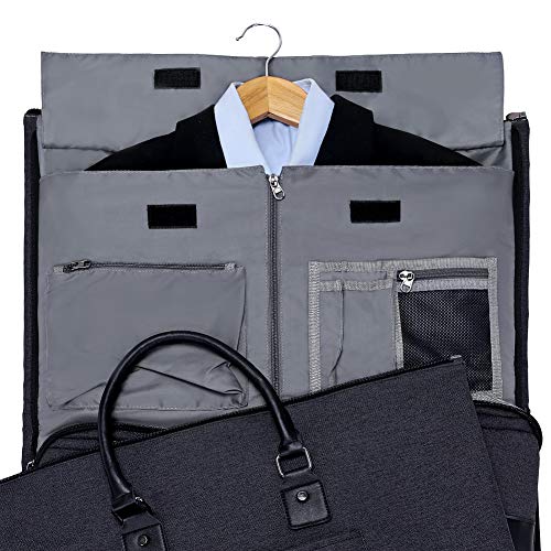 Modoker Convertible Garment Bag with Toiletry Bag, Carry On Garment Duffel Bag for Men Women Travel, Multi-Function Suit Bag 2 in 1 Hanging Suitcase, Black - Image 3