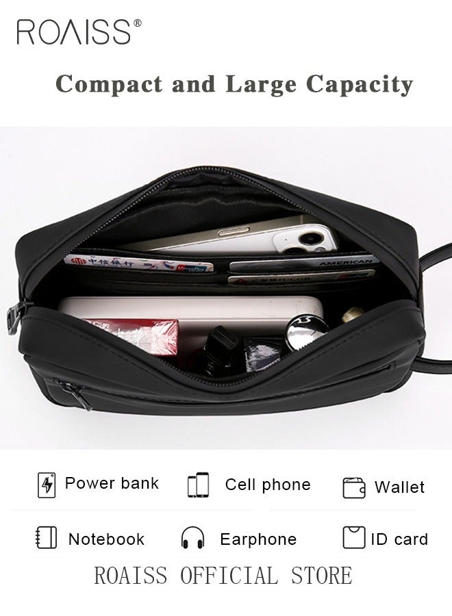 roaiss Men's Multifunctional Clutch Bag with Business Style Waterproof and Durable Material Large Capacity Wallet Card Holder Passport Holder Sunglasses Organizer Classic Solid Color Men Waist Bag Handbag Grey 23*7*15cm - Image 4
