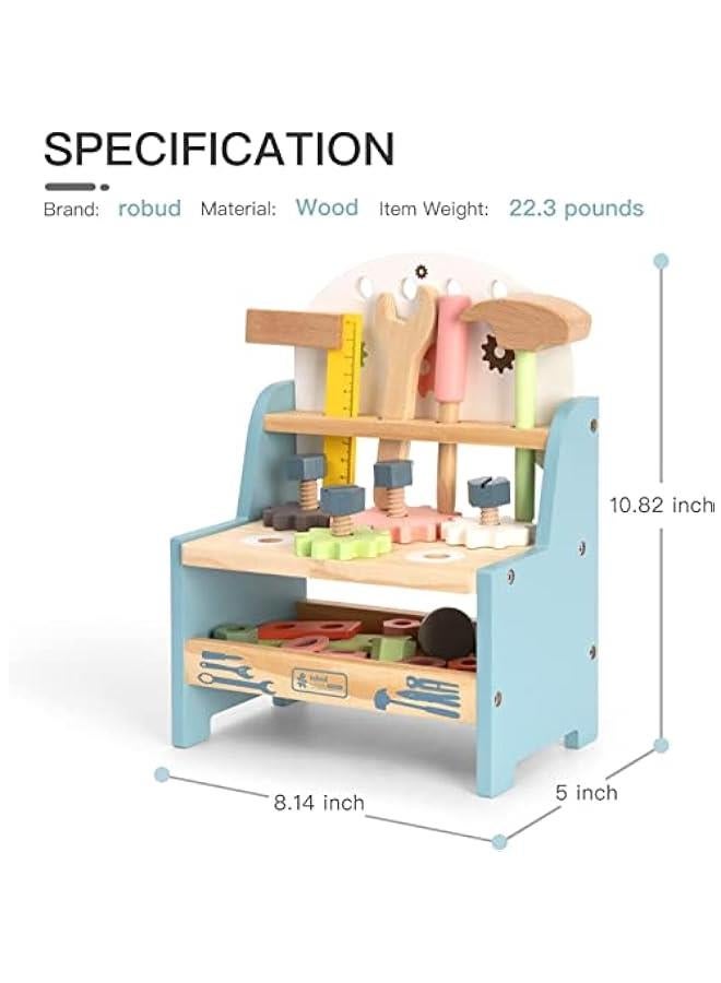 ميكسد ارابيست مجموعة ادوات لعب خشبية صغيرة للاطفال الصغار - العاب بناء هدية للاطفال بعمر 18 شهر 2 3 4 5 سنوات للاولاد والبنات، أصفر - Image 2
