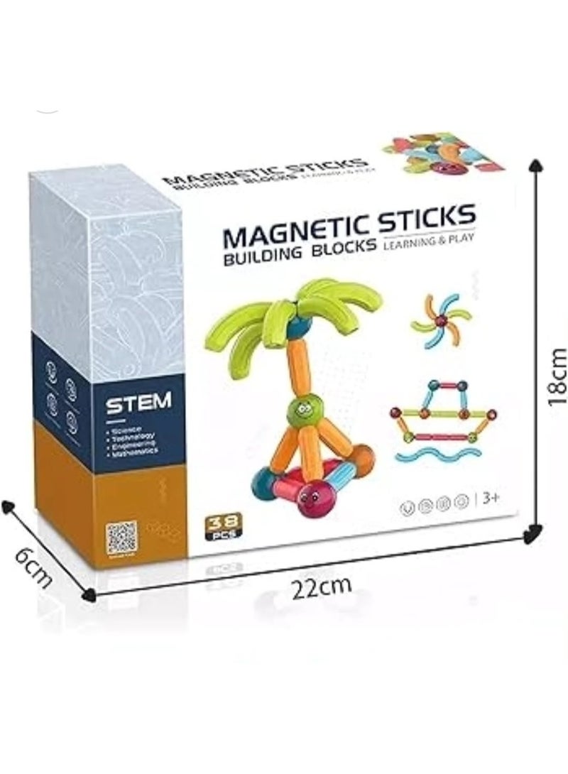MAGNETIC STICKS Building Blocks - 38 PCS STEM Educational Toy for Kids I Magnetic Construction Learning Toy I Fun Creative Set for Boys  Girls Age 3+ - Image 2