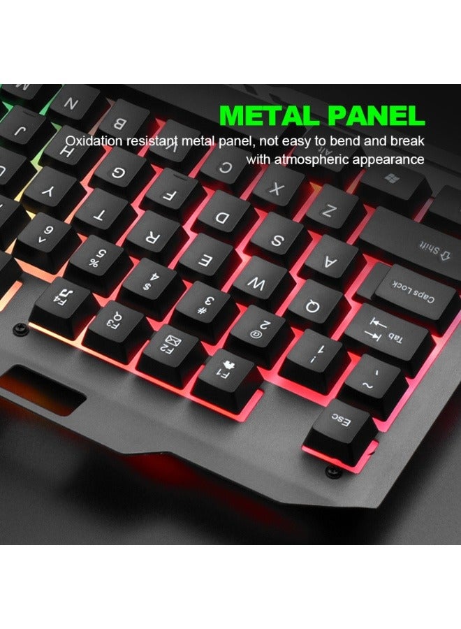 RGB Gaming Keyboard Mouse Combo - Anti-Splash, Built-in Phone Holder, Plug  Play - 104 Keys, 1200/1800 DPI, Anti-Ghosting, Metal Panel for PC Gamers - Image 4