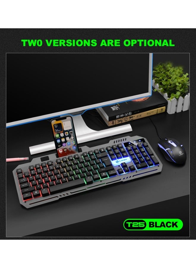 RGB Gaming Keyboard Mouse Combo - Anti-Splash, Built-in Phone Holder, Plug  Play - 104 Keys, 1200/1800 DPI, Anti-Ghosting, Metal Panel for PC Gamers - Image 2