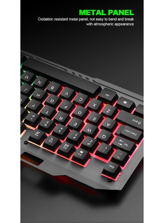 RGB Gaming Keyboard Mouse Combo - Anti-Splash, Built-in Phone Holder, Plug  Play - 104 Keys, 1200/1800 DPI, Anti-Ghosting, Metal Panel for PC Gamers - Image 5