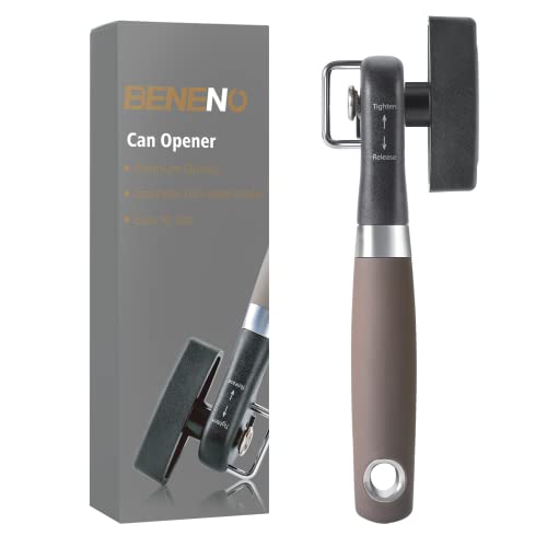 Beneno Can Opener, Manual Side Safe Cut Can Opener Smooth Edge with Durable Sharp Blade, Effort-Saving Knob & Comfortable Non-slip Handle, Brown - Image 1