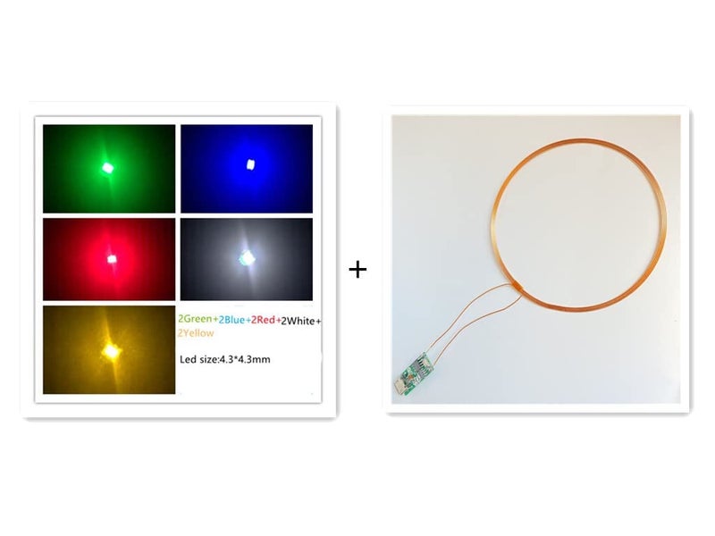 Taidacent Type-C 50mm Remote Wireless LEDs and Coil Inductive Induction Led Lamp Light Up Wireless Charger/Charging Kit for Model Decoration Magical Toys (10PCS 4.3MM Multi Color LEDs + Coil) - Image 2