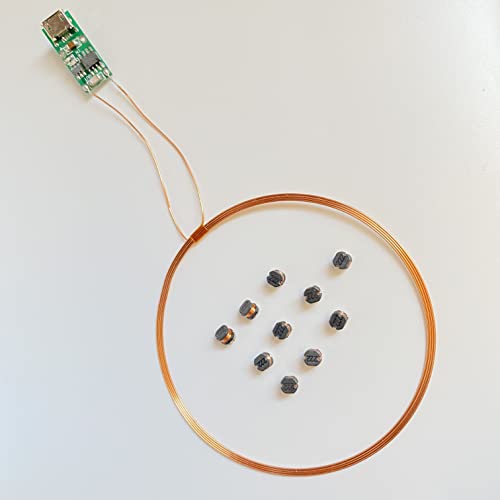 Taidacent Type-C 50mm Remote Wireless LEDs and Coil Inductive Induction Led Lamp Light Up Wireless Charger/Charging Kit for Model Decoration Magical Toys (10PCS 4.3MM Multi Color LEDs + Coil) - Image 1
