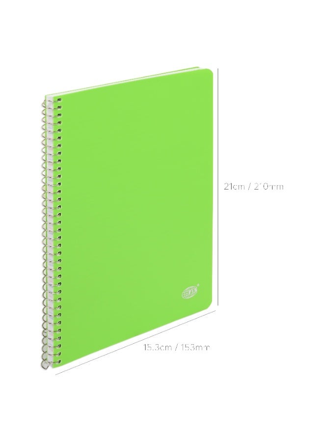 FIS Notebook Spiral Binding, PP Materials, Size A5(148x210mm), 4 Single Line Ruling, 80 Sheets, 160 Pages, 2 Round Edges, Packet of 10 Pieces, Neon Green Color-FSNBA5PP4LGR - Image 4