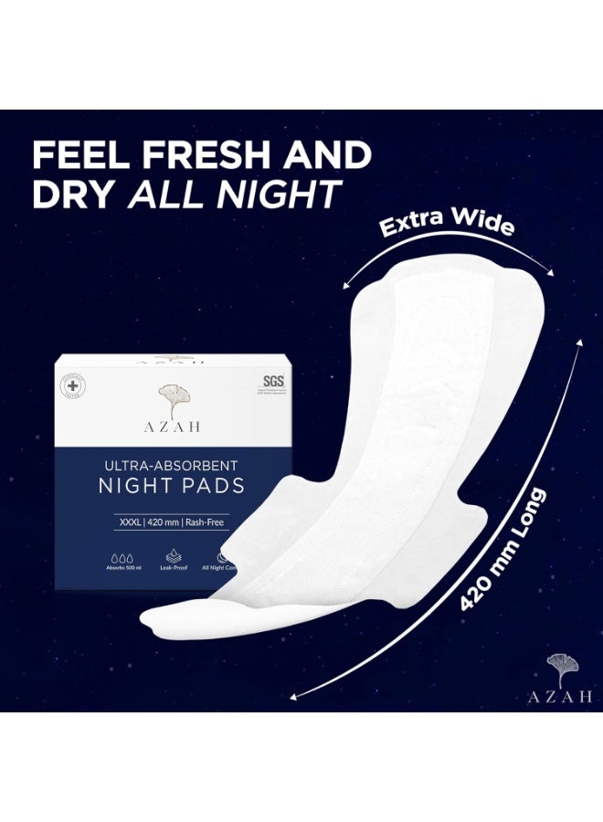 Azah Sanitary Pads for Women XXXL [Pack of 12] | Extra Large Night Pads | Cottony Soft Sanitary Napkins for Women | XXXL Pads for Womens Heavy Flow | Leak Proof for Overnight Protection - Image 2