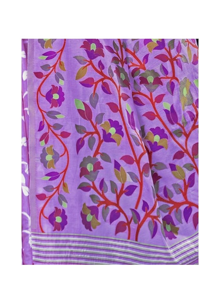 Women's Cotton Jacquard Saree With Unstitched Blouse Piece