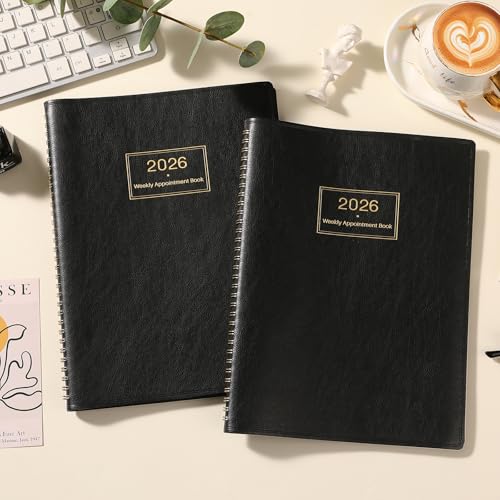 Artfan 2026 Appointment Book & Planner - 2026 Daily Hourly Planner, JAN 2026 - DEC 2026, 8.5" x 11", 2026 Weekly Appointment Book, 2026 Planners with 15-Minute Interval, Leather Cover, Colorful Tabs - Black - Image 2