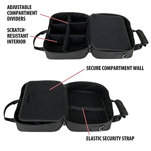 USA Gear Electronics Travel Organizer Tech Bag Case Custom Accessory Storage Compartments, Shoulder Strap & Padded Interior – Compatible with Tablets, Portable Projectors & More Electronics - Image 5