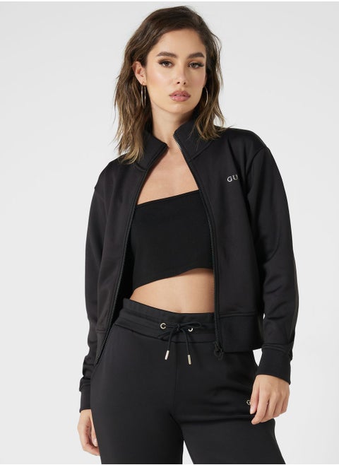 Logo Zippered Bomber Jacket