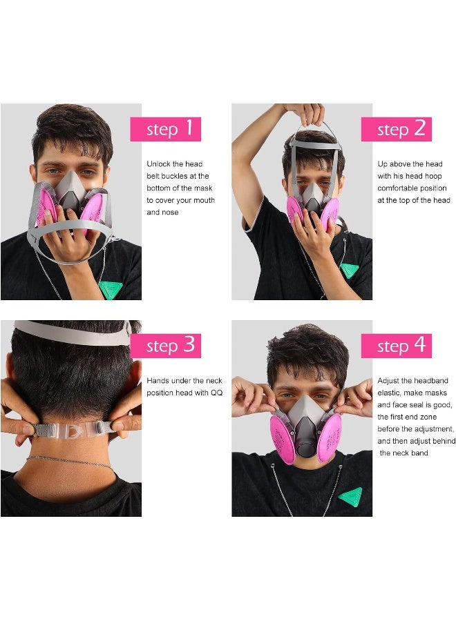 Half Facepiece Reusable Respirator with 2097 Filters Against Dust, Particle, Pollen, Lead Paint  Asbestos  - Image 2