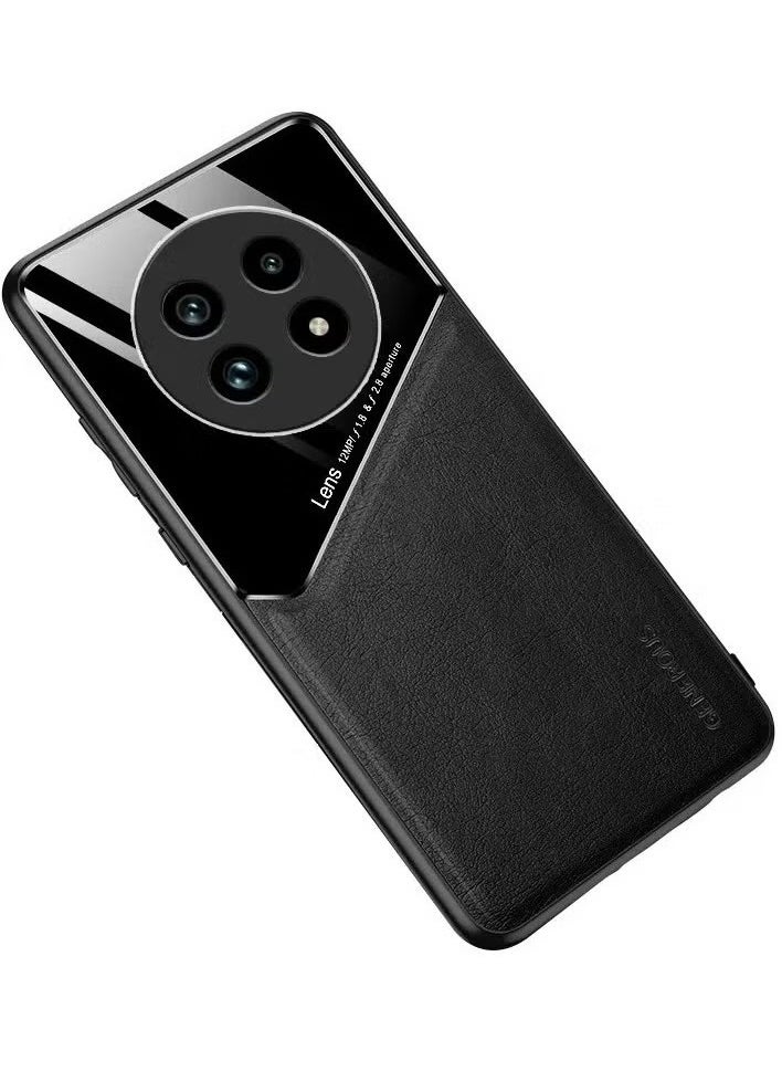 Generic - Case Compatible With Honor X9C/X60 Pro Cover Luxury Leather And Glass With Car Magnetic Holder Phone Cover Soft Frame Silicone (Black) - Image 1