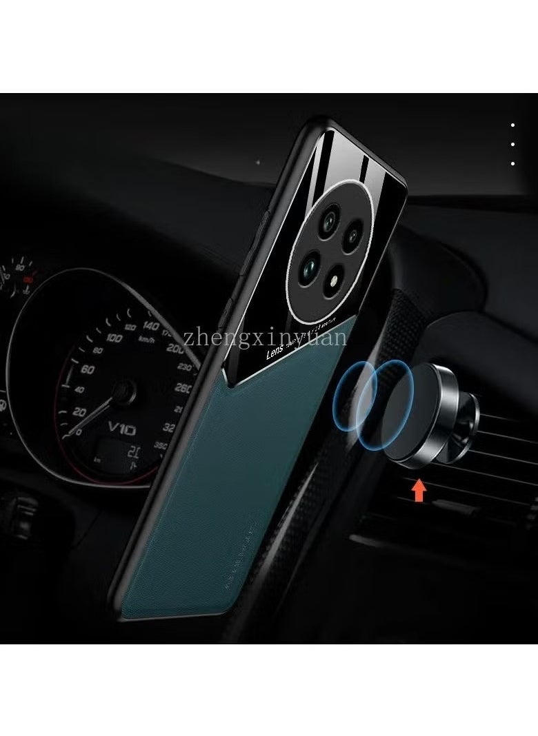 Generic - Case Compatible With Honor X9C/X60 Pro Cover Luxury Leather And Glass With Car Magnetic Holder Phone Cover Soft Frame Silicone (Black) - Image 1
