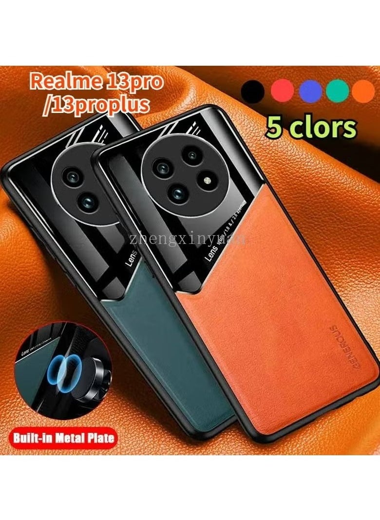 Generic - Case Compatible With Honor X9C/X60 Pro Cover Luxury Leather And Glass With Car Magnetic Holder Phone Cover Soft Frame Silicone (Black) - Image 1