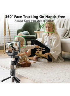 Generic Gimbal Stabilizer For Smartphone With Extendable Selfie Stick And Tripod 3 Axis Selfie Stick Tripod With Face Tracking 360° Rotation 4 In 1 Portable Phone Tripod Auto Balance  - Image 4