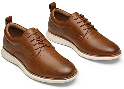 Jousen Mens Dress Shoes Oxfords Casual Retro Classic Comfortable Formal Derby Business Dress Shoes for Men(AMY9006 Brown 10) - Image 5