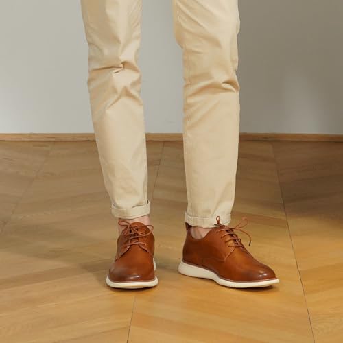 Jousen Mens Dress Shoes Oxfords Casual Retro Classic Comfortable Formal Derby Business Dress Shoes for Men(AMY9006 Brown 10) - Image 3