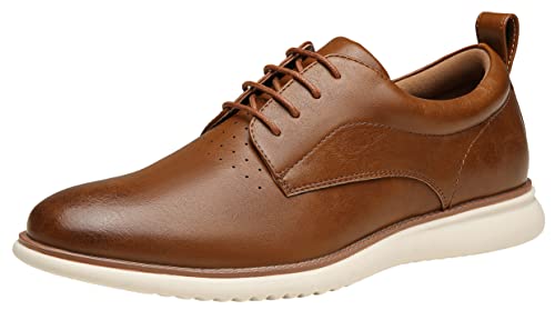 Jousen Mens Dress Shoes Oxfords Casual Retro Classic Comfortable Formal Derby Business Dress Shoes for Men(AMY9006 Brown 10) - Image 1