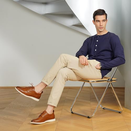 Jousen Mens Dress Shoes Oxfords Casual Retro Classic Comfortable Formal Derby Business Dress Shoes for Men(AMY9006 Brown 10) - Image 2