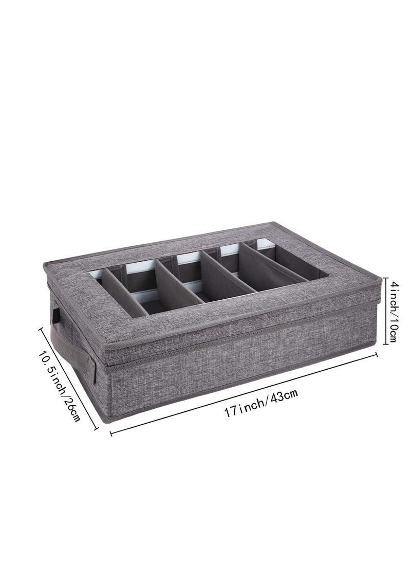 KASTWAVE حافظة أدوات المائدة، صندوق تخزين أدوات الطعام، صندوق أدوات المائدة بغطاء قابل للإزالة وقواطع قابلة للتعديل، لتنظيم أدوات المائدة، أدوات الطعام، السكاكين، سعة كبيرة، رمادي - Image 4